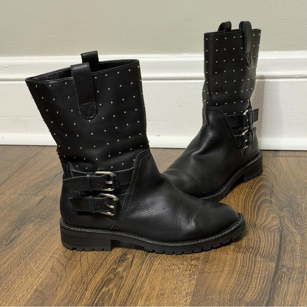 Banana Republic leather Black Studded Women's Boots s/6 - Picture 5 of 7